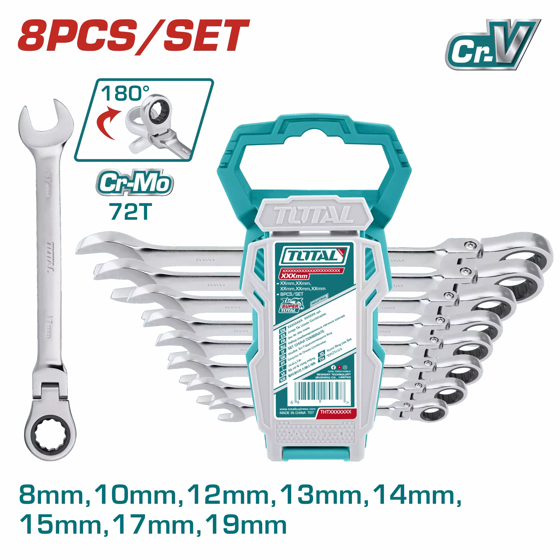 TOTAL Flexible Ratchet Spanner Set 8 Piece - Image 2