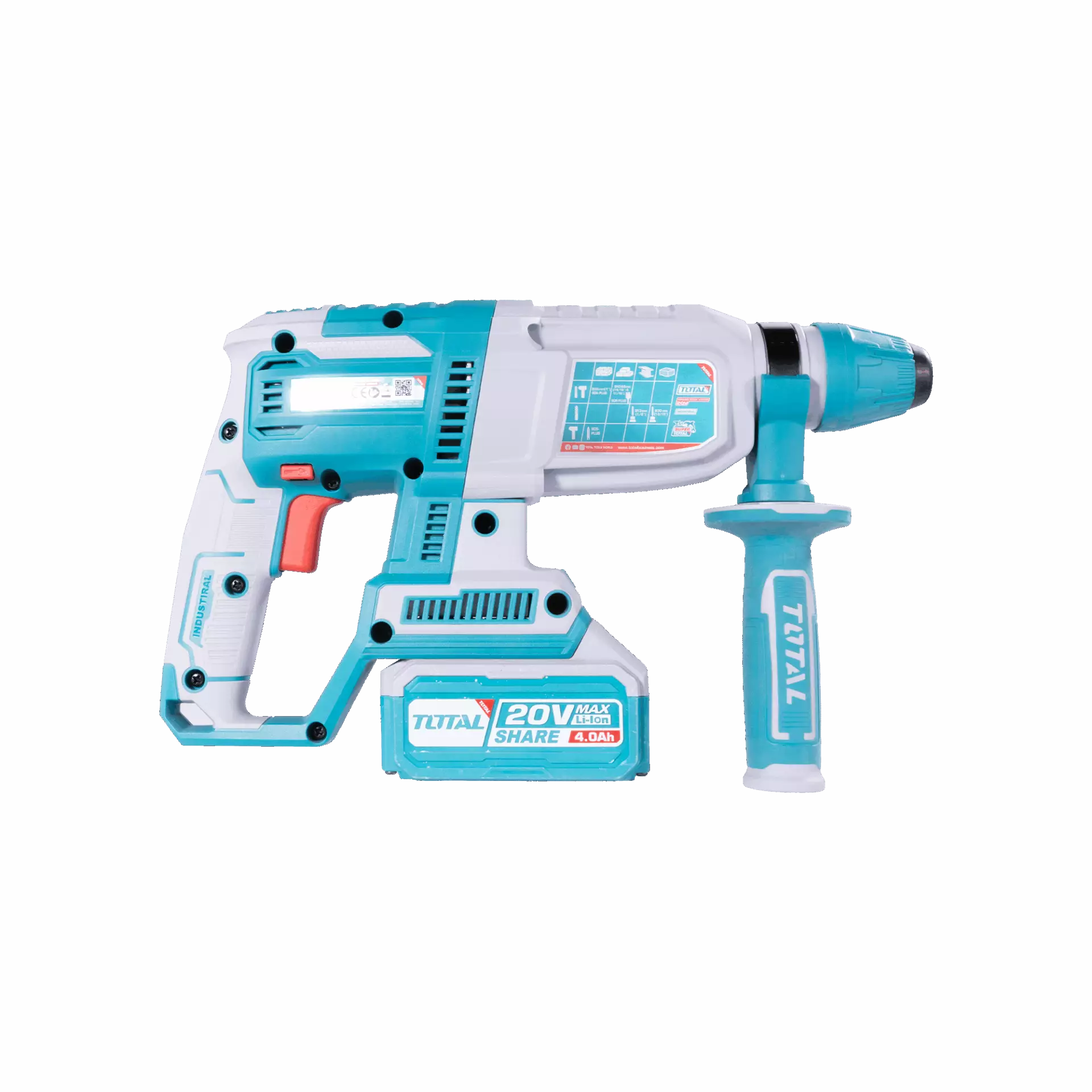 TOTAL Rotary Hammer Drill 26mm 2.5J Li-Ion 20V (Unit Only) - Image 4
