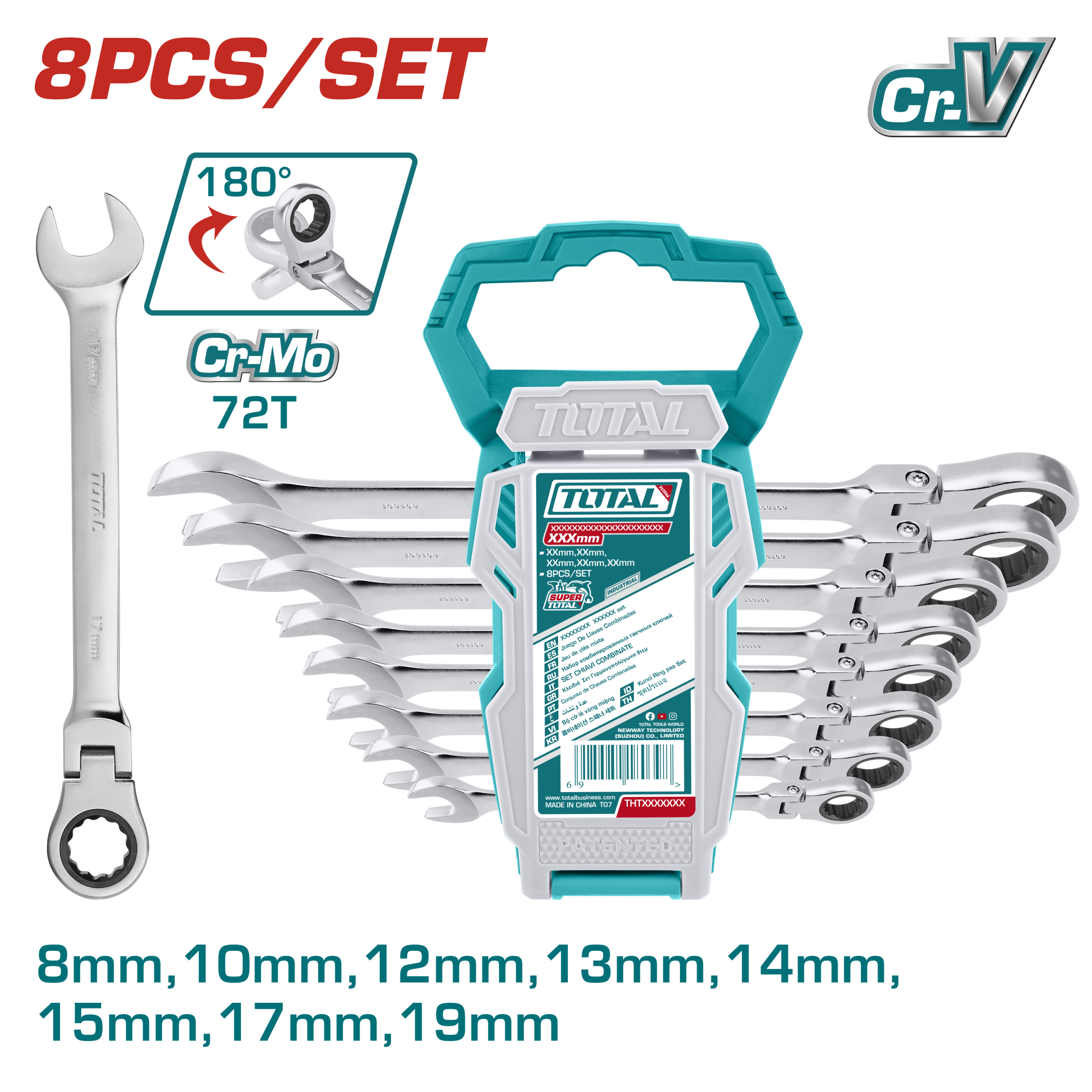 TOTAL Flexible Ratchet Spanner Set 8 Piece - Image 4